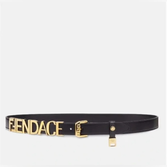 Versace x Fendi Fendace Leather Belt Logo Spell Out 90/ 36 NWT - Picture 1 of 10